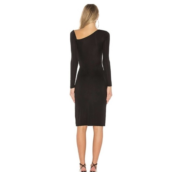 H:OURS x REVOLVE BRANDEN MIDI BLACK ASYMMETRICAL CUT LACE UP DRESS SIZE XSMALL - Picture 3 of 12